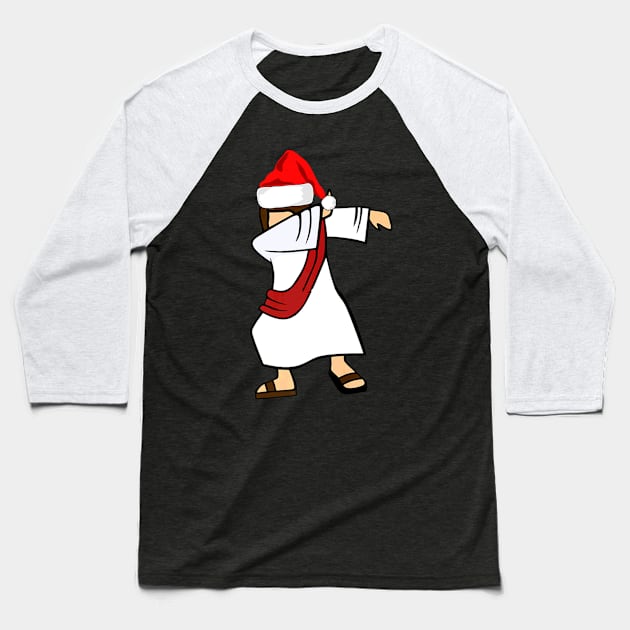 Christmas Dabbing Santa Jesus Christ Baseball T-Shirt by Melaine GoddessArt